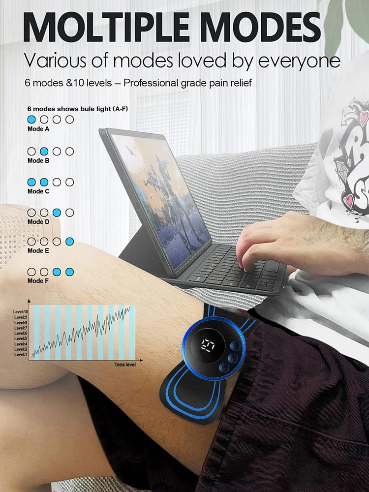 Mini Cervical Massager Electronic Pulse Back Massage Patch For Muscle Pain Relief Digital Display Adjustment