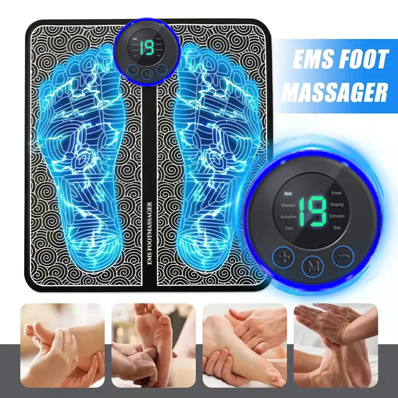 EMS Foot Massager Pad USB Rechargeabl Reflexology Foot Acupoint Massage Muscle Stimulation Improve Blood Circulation Relief Pain