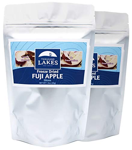 Thousand Lakes Freeze Dried Fruits and Vegetables - Fuji Apples 2-pack 1.5 ounces (3.0 ounces total) | No Sugar Added | 100% Sliced Apples with Peel