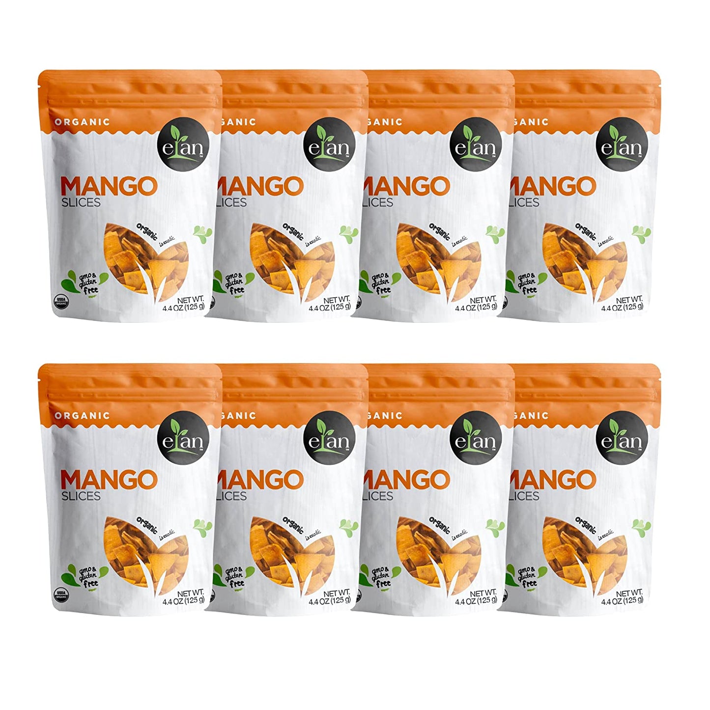 ELAN Organic Dried Mango Slices 8 Pack, 35.2 Oz, Non-GMO, Vegan, Gluten-Free