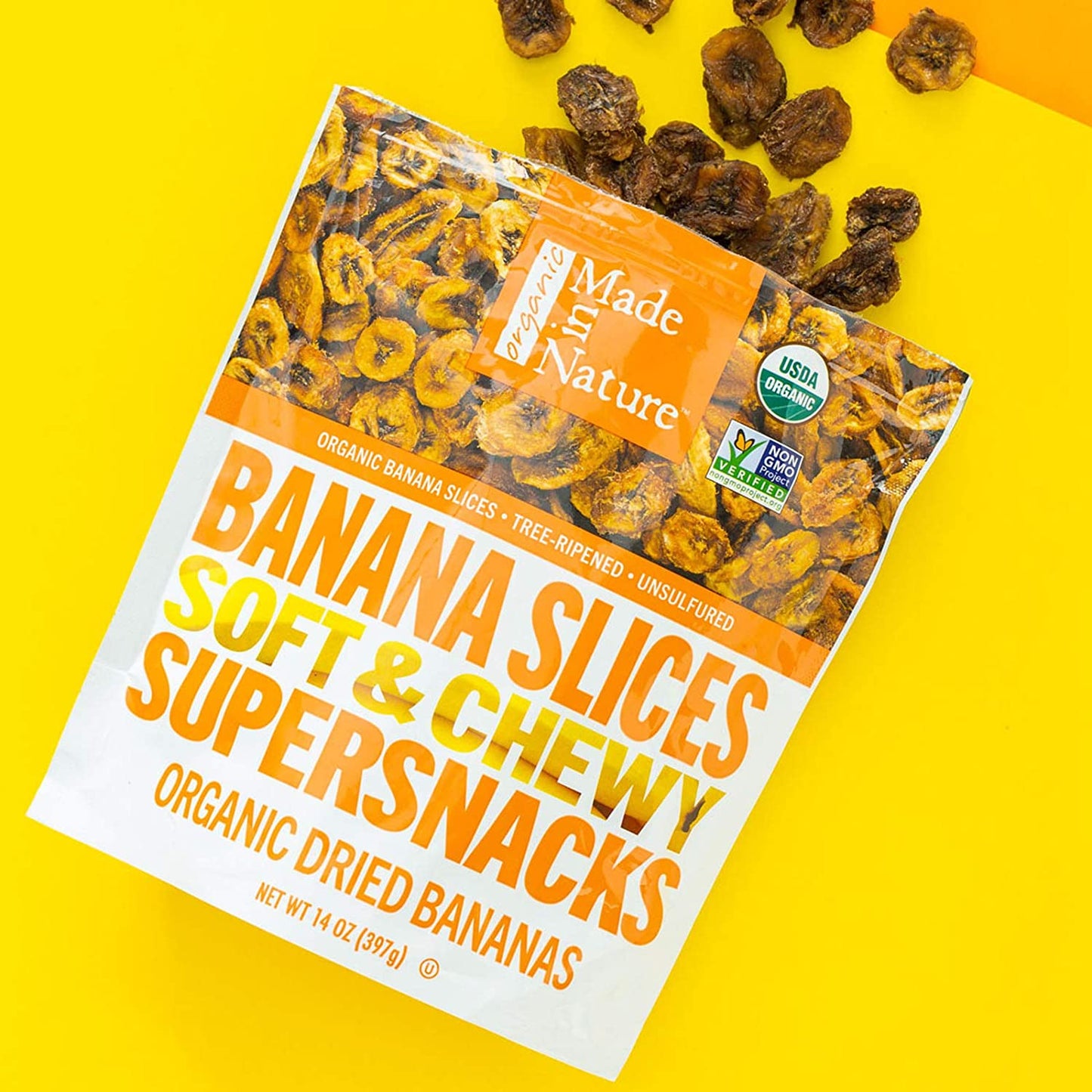 Made in Nature | Organic Dried Chewy Banana Slices | Non-GMO, Unsulfured Vegan Snack | 12oz Bag (Pack of 1)