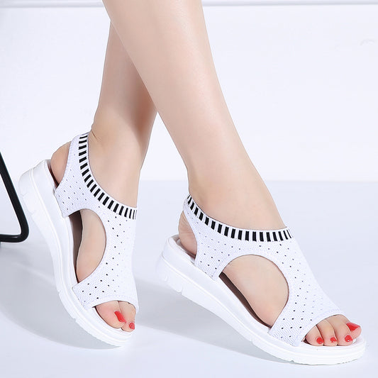 Women Sandals 2019 Fashion Breathable Comfort Shopping Ladies Sandals Summer Shoes wedge Black White Sandal Shoes