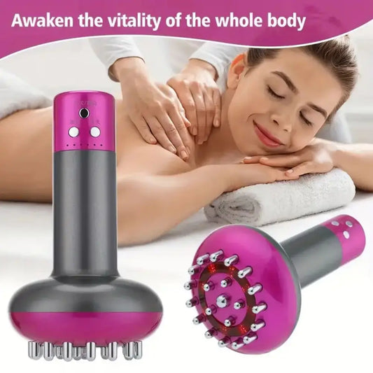 A heated metal back massager - a professional, handheld, portable smart guasha brush for full-body relaxation - a tissue release