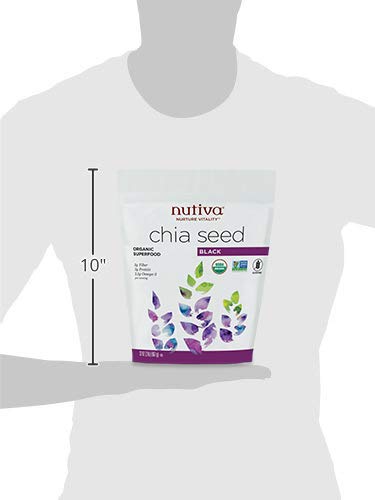 Nutiva Organic Premium Raw Black Chia Seeds, 32 Oz, USDA Organic, Non-GMO, Whole 30 Approved, Vegan, Gluten-Free & Keto, Nutrient-Dense Seeds with 3g Protein & 5g Fiber for Salads, Yogurt & Smoothies