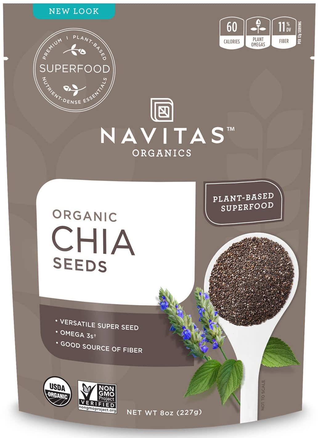 Navitas Organics Chia Seeds, 8 oz. Bag, 19 Servings — Organic, Non-GMO, Gluten-Free