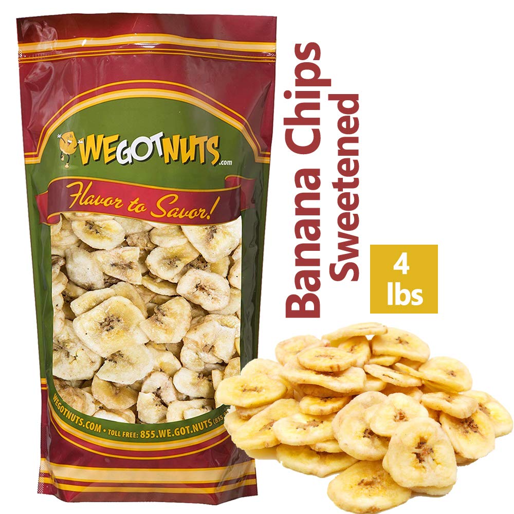 We Got Nuts Sweetened Banana Chips (4 Pounds) Sealed For Freshness - We Got Nuts