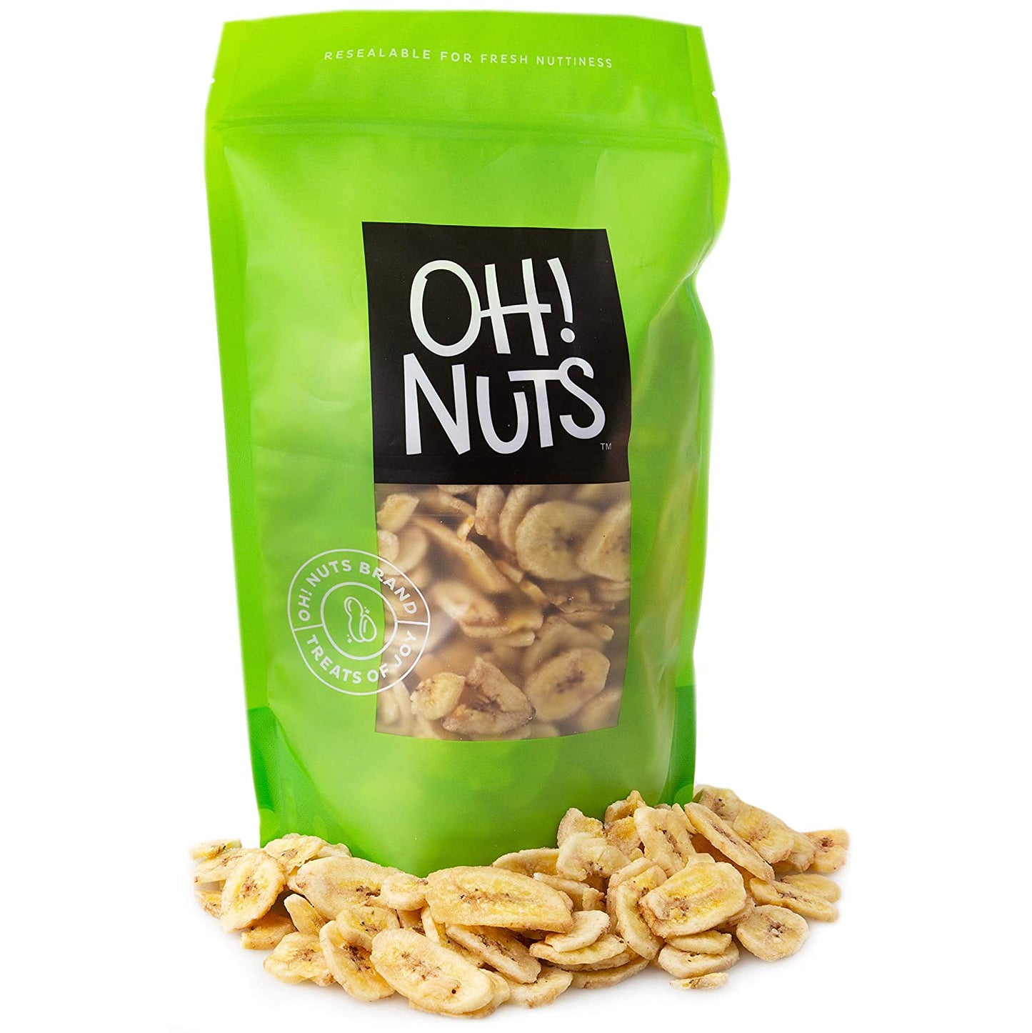 Oh! Nuts Dried Banana Chips | (3lb - 48oz) Bulk Bag Fresh Sweetened Dehydrated Banana Fruit Slices | Snacking & Baking | Low in Sodium, Cholesterol, Fat, High Fiber, Egg, Dairy Free | Light Sugar Added