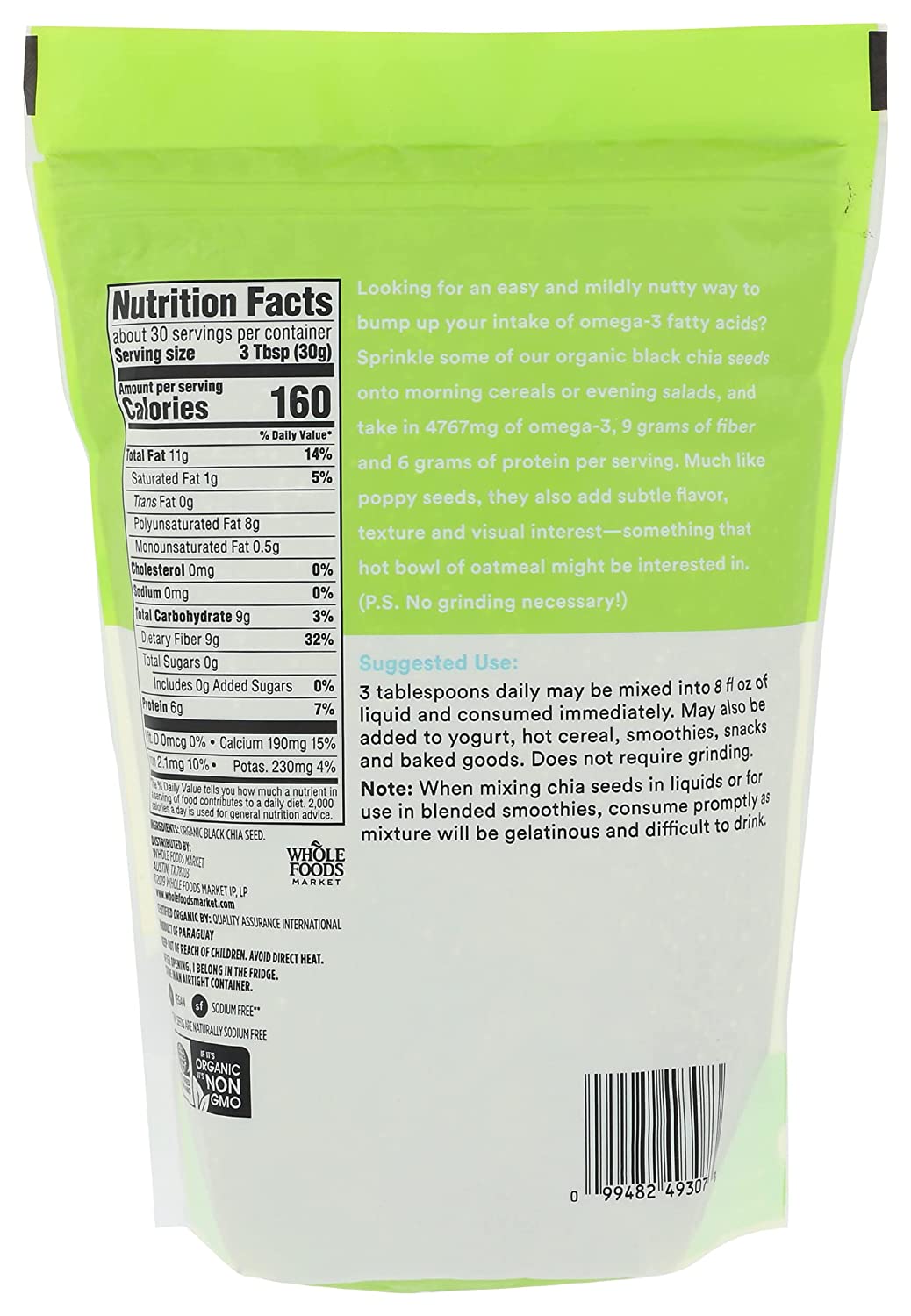 365 by Whole Foods Market, Chia Seed Black Organic, 32 Ounce