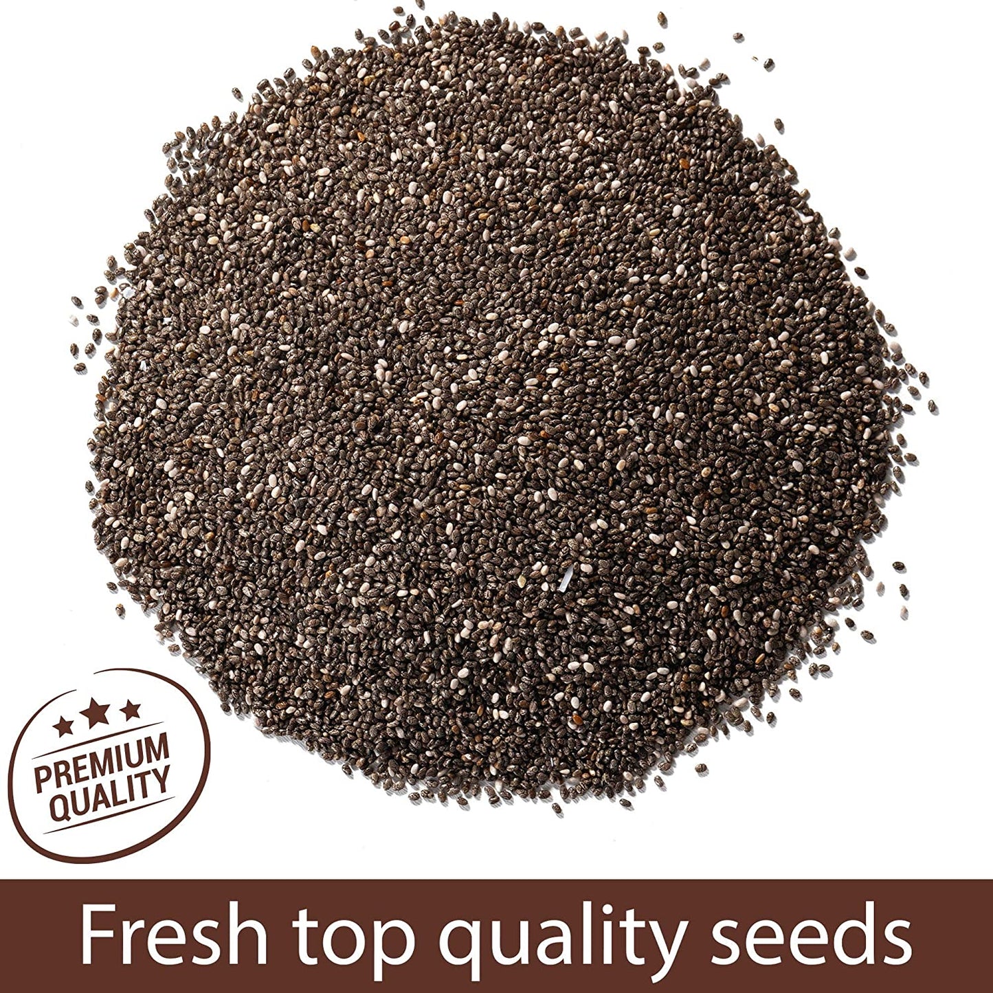 Roots Circle Non-GMO Bulk Chia Seeds | 2.2lb Raw Superfood, Vegan, Kosher, Nut & Gluten Free, Keto, Paleo & Whole30 Friendly Add Omega 3 & Protein to Salad, Smoothie, Oatmeal, Acai Bowl | Airtight Jar