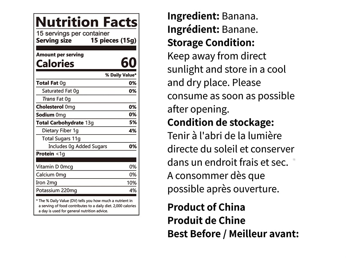 ONETANG Freeze-Dried Fruit Banana Chips, 15 Pack Single-Serve Pack, Non GMO, Kosher, No Add Sugar, Gluten free, Vegan, Healthy Snack 0.52 Ounce