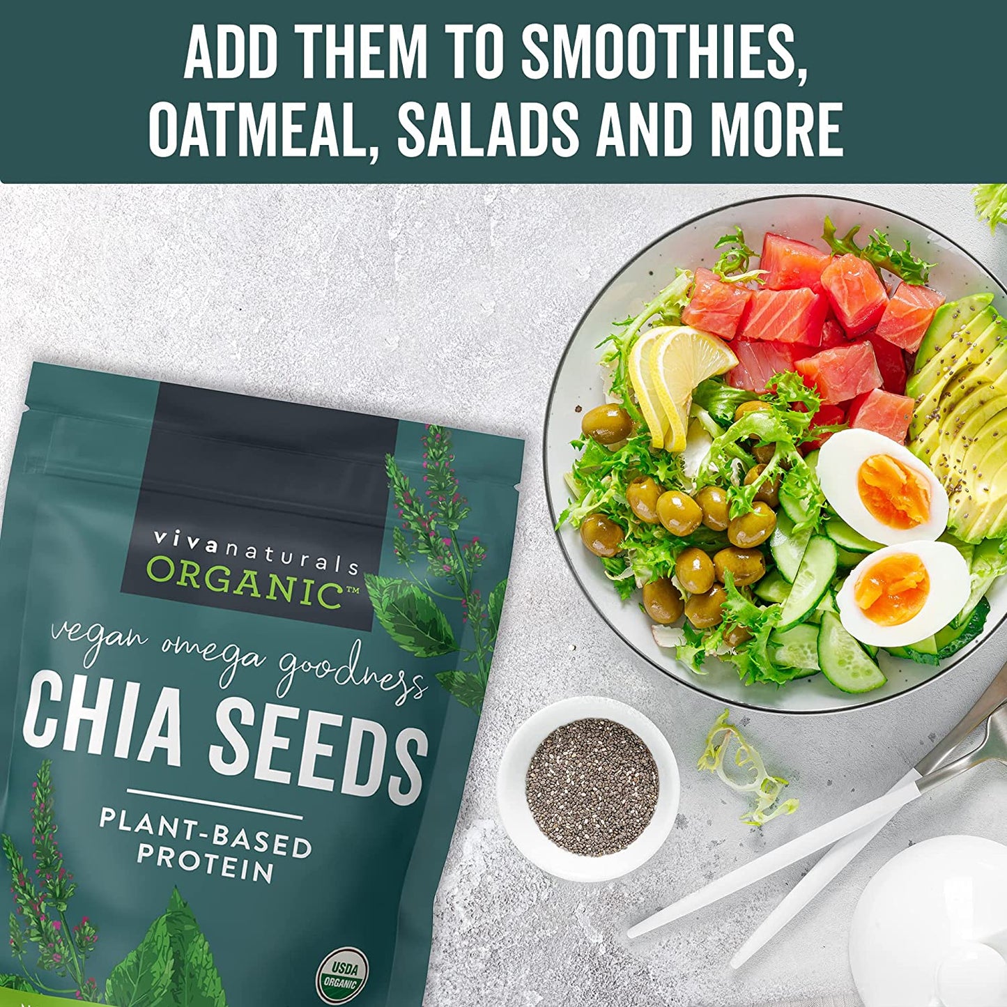 Viva Naturals Organic Raw Chia Seeds (2 LB)