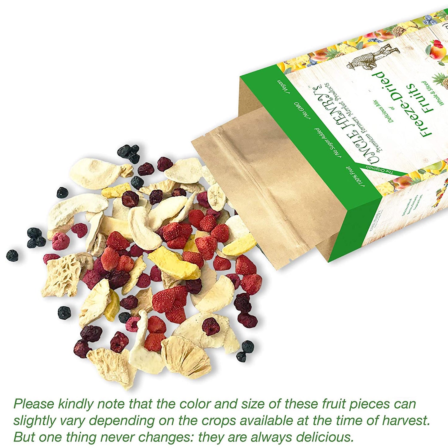 Freeze Dried Fruit: 9 Delicious Fruits Strawberry, Blueberry, Raspberry & More, 5oz (142g) Large Bulk Re-Sealable Kraft Bag in Protective Box: the Ultimate Snack & Breakfast