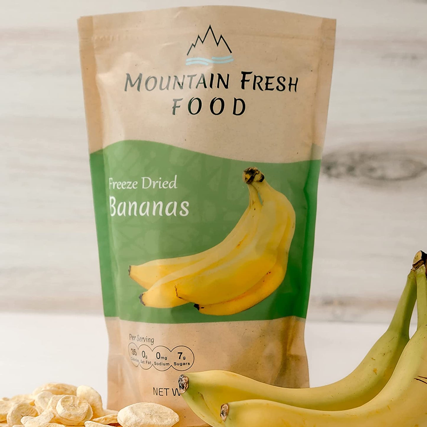Mountain Fresh Food Freeze Dried Banana Chips | All Natural Healthy Dried Fruit Snacks | Crispy Banana Slices | Large Resealable Bag | 9.6 Ounces