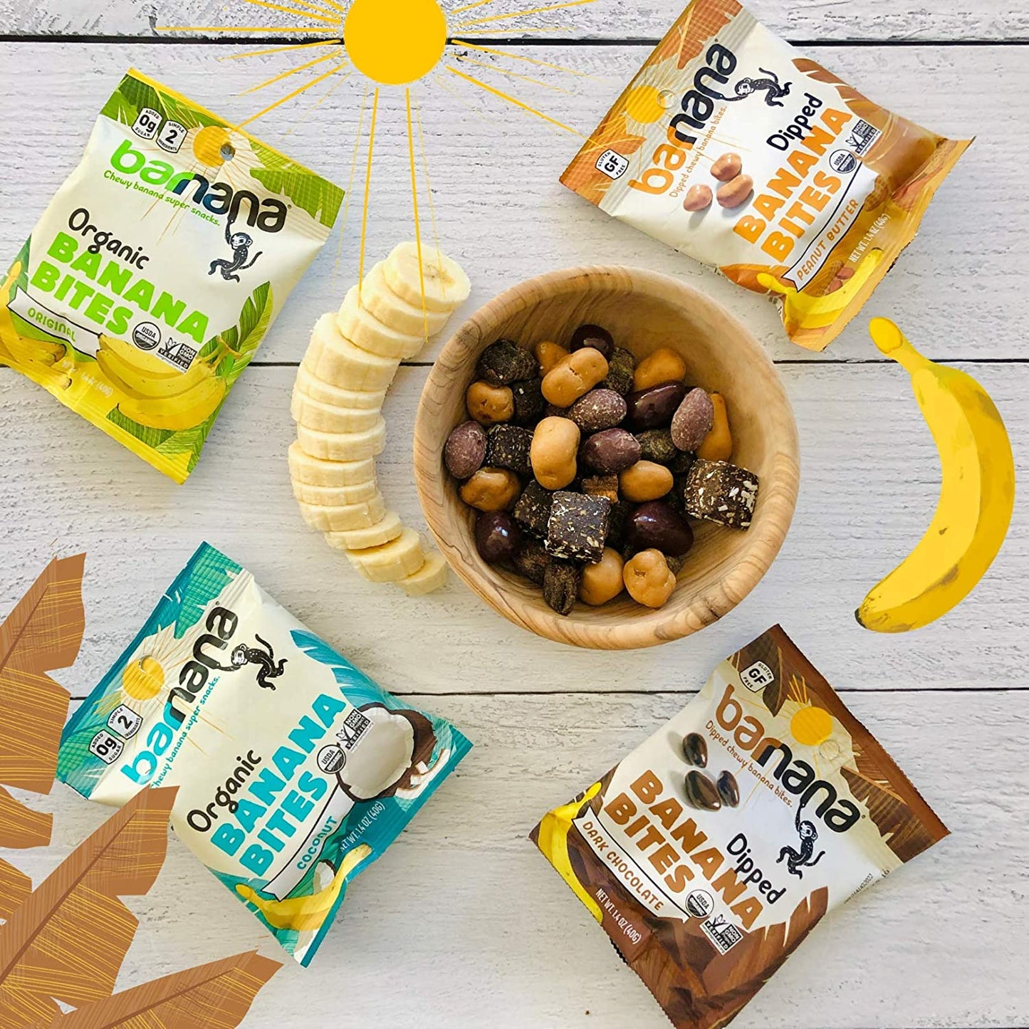 Barnana Organic Chewy Banana Bites, Dark Chocolate Banana Flavor, 1.4 Ounce Bags (12 Bags Total) - Non-GMO, USDA Organic Upcycled Snack