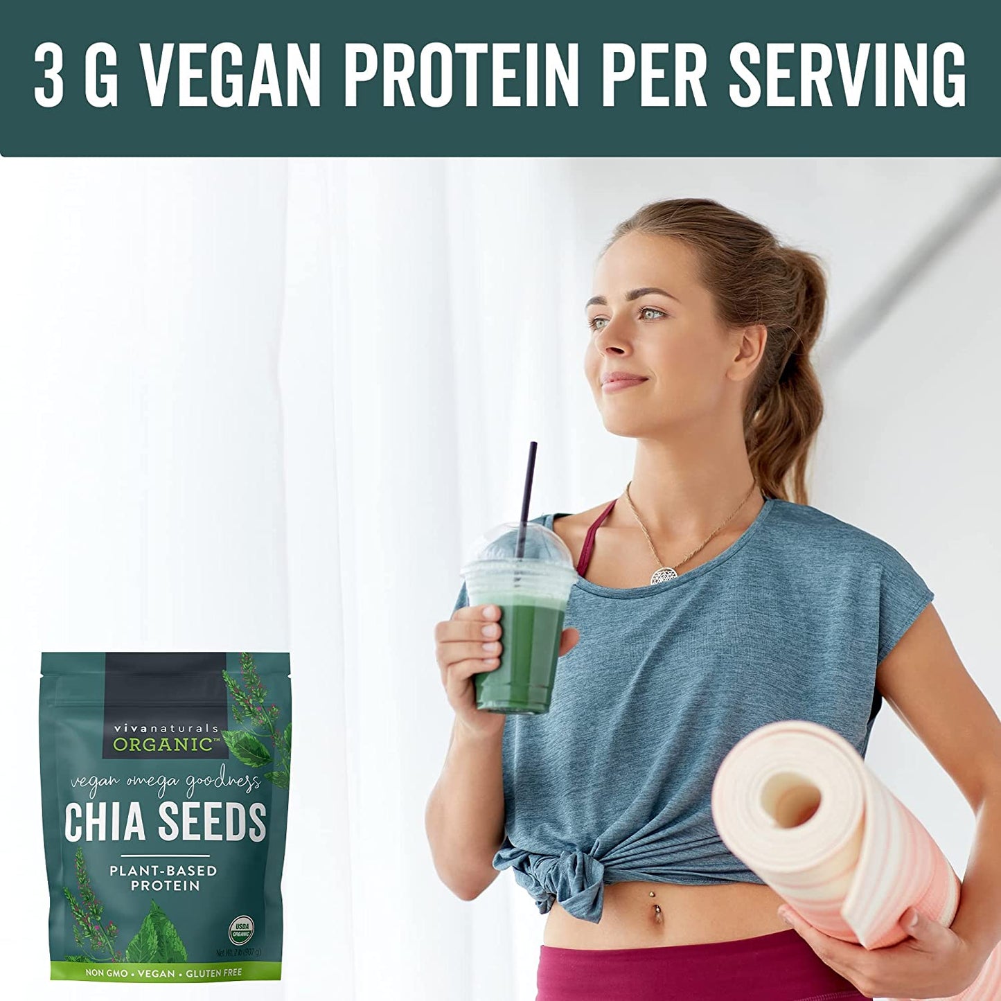 Viva Naturals Organic Raw Chia Seeds (2 LB)