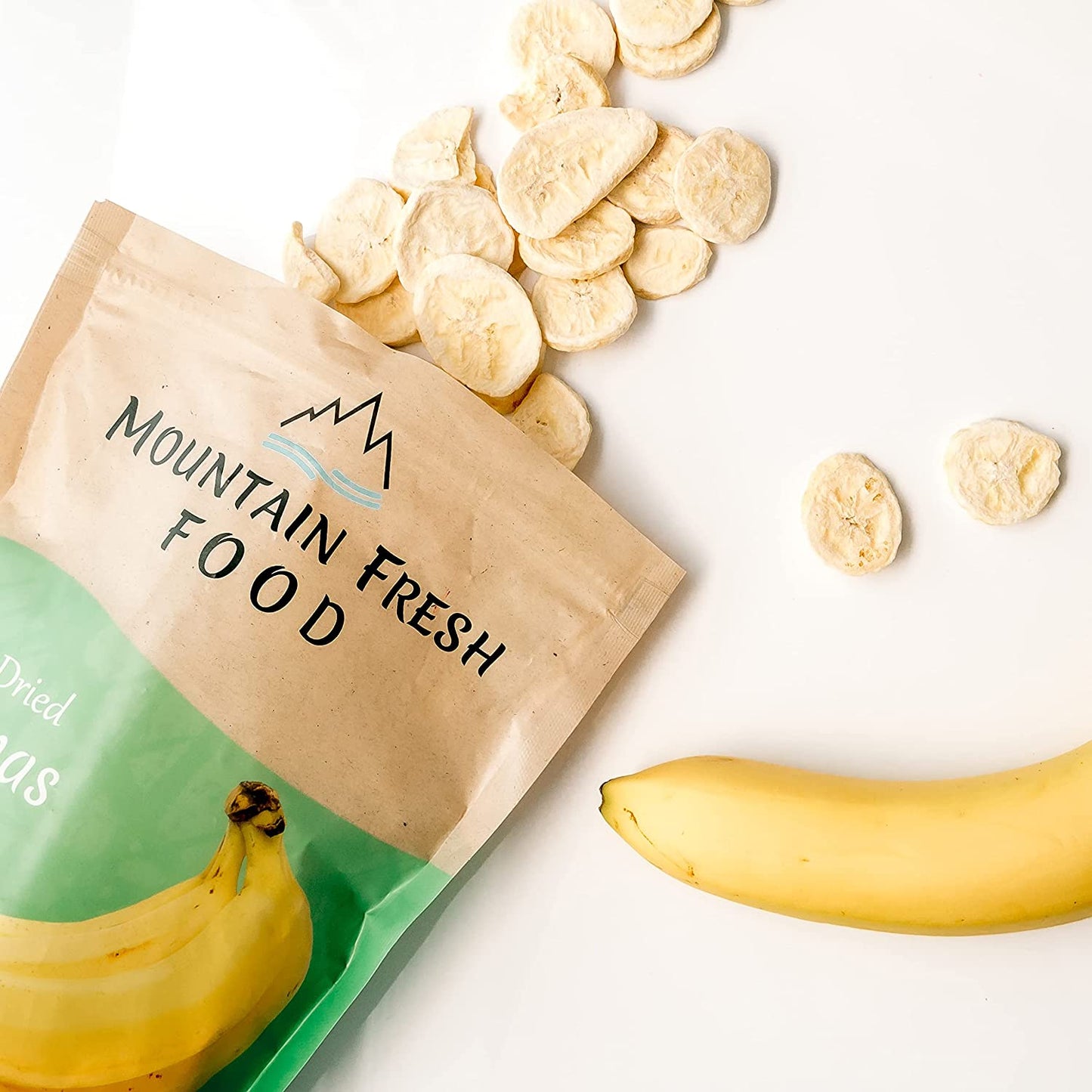 Mountain Fresh Food Freeze Dried Banana Chips | All Natural Healthy Dried Fruit Snacks | Crispy Banana Slices | Large Resealable Bag | 9.6 Ounces