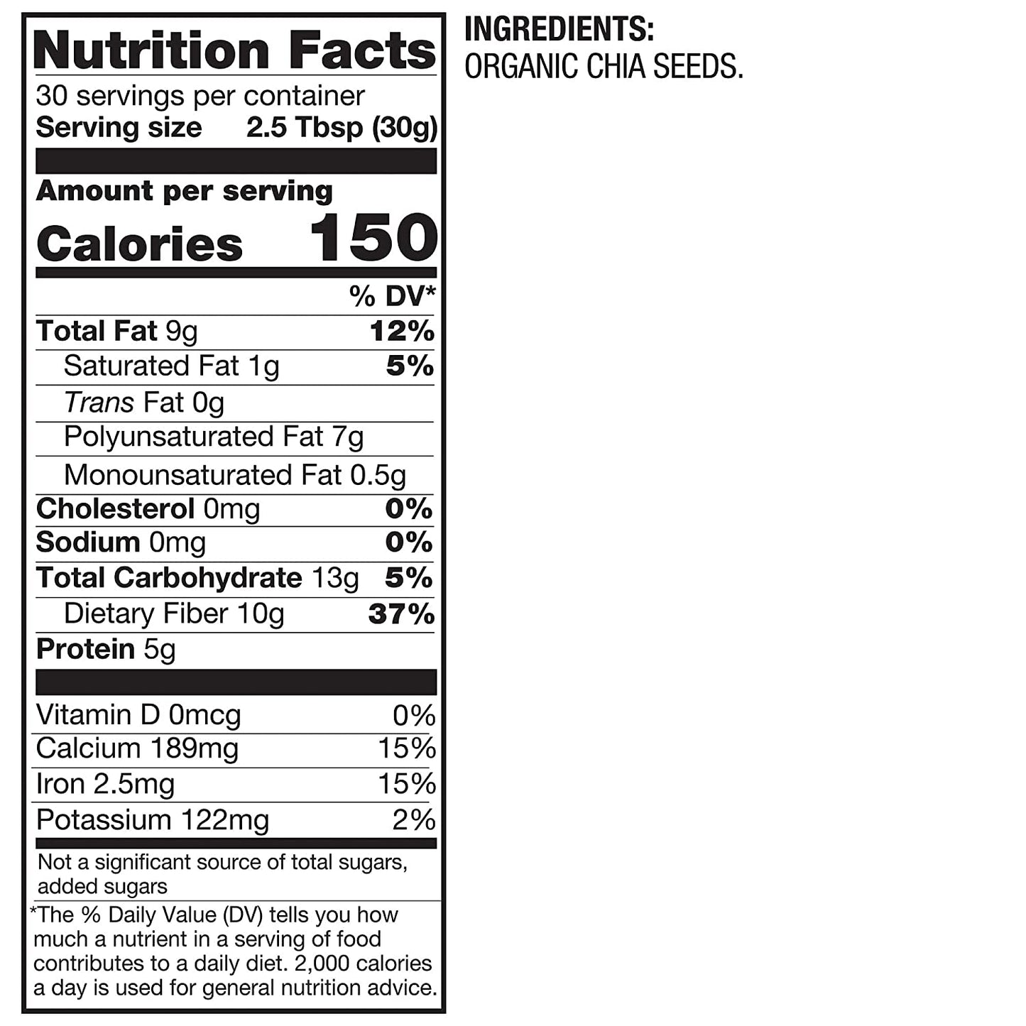 BetterBody Foods Organic Chia Seeds with Omega-3, Non-GMO, Gluten Free, Keto Diet Friendly, Vegan, Good Source of Fiber, Add to Smoothies, 2 lbs, 32 Oz