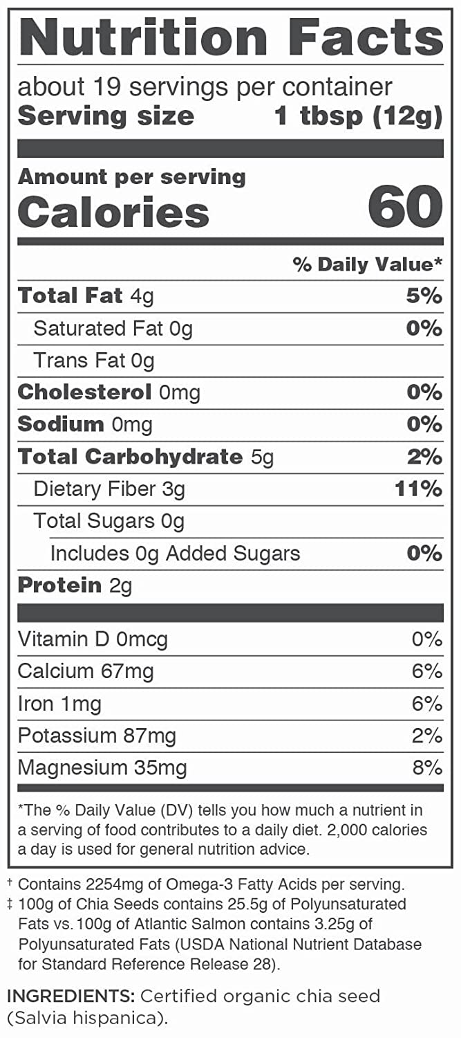 Navitas Organics Chia Seeds, 8 oz. Bag, 19 Servings — Organic, Non-GMO, Gluten-Free