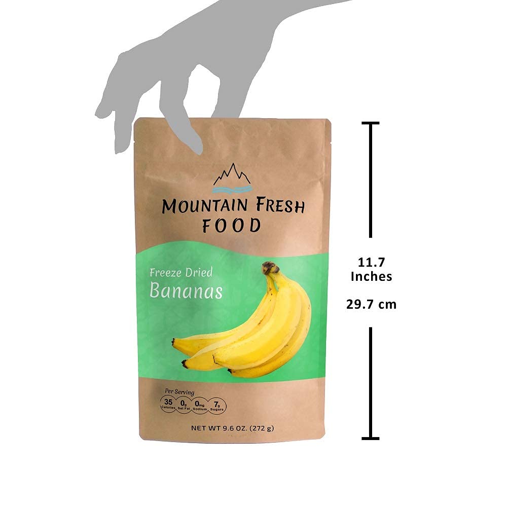 Mountain Fresh Food Freeze Dried Banana Chips | All Natural Healthy Dried Fruit Snacks | Crispy Banana Slices | Large Resealable Bag | 9.6 Ounces
