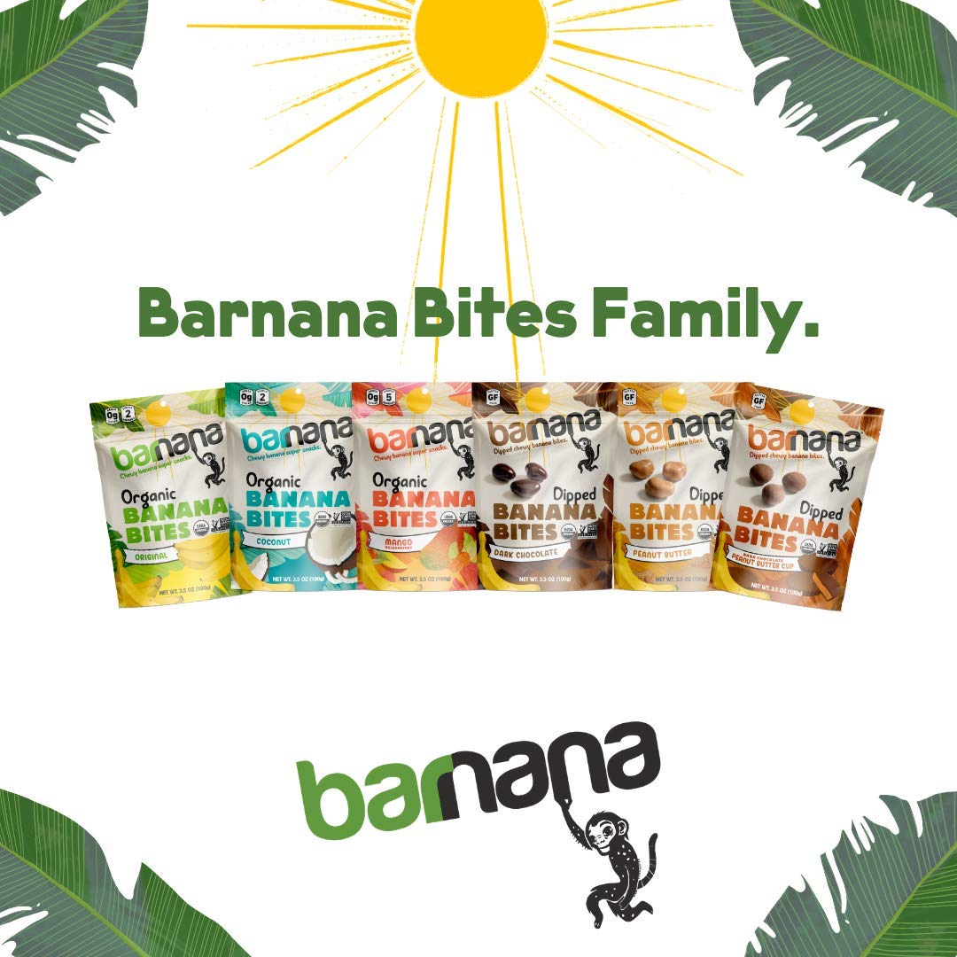 Barnana Organic Chewy Banana Bites, Dark Chocolate Banana Flavor, 1.4 Ounce Bags (12 Bags Total) - Non-GMO, USDA Organic Upcycled Snack