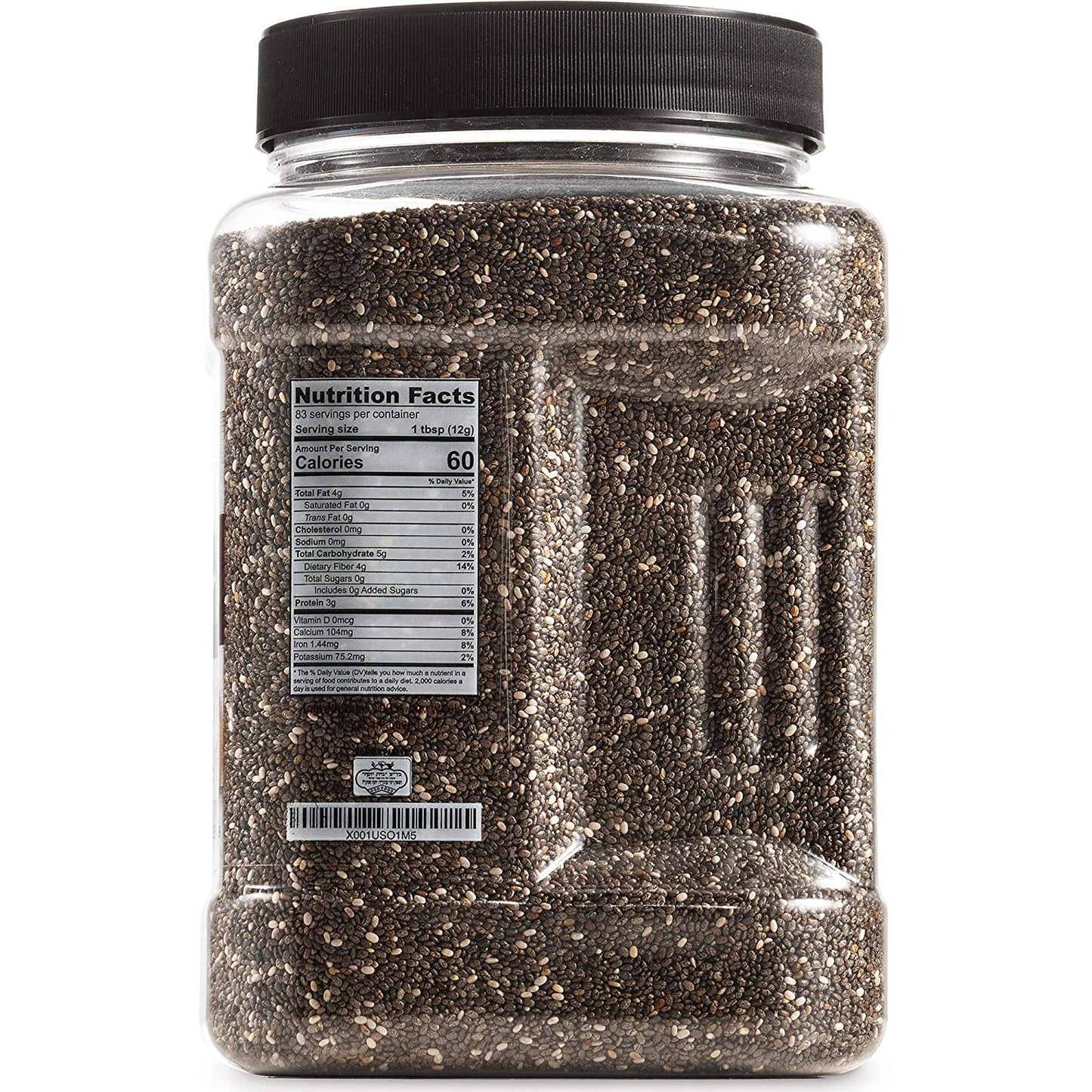 Roots Circle Non-GMO Bulk Chia Seeds | 2.2lb Raw Superfood, Vegan, Kosher, Nut & Gluten Free, Keto, Paleo & Whole30 Friendly Add Omega 3 & Protein to Salad, Smoothie, Oatmeal, Acai Bowl | Airtight Jar